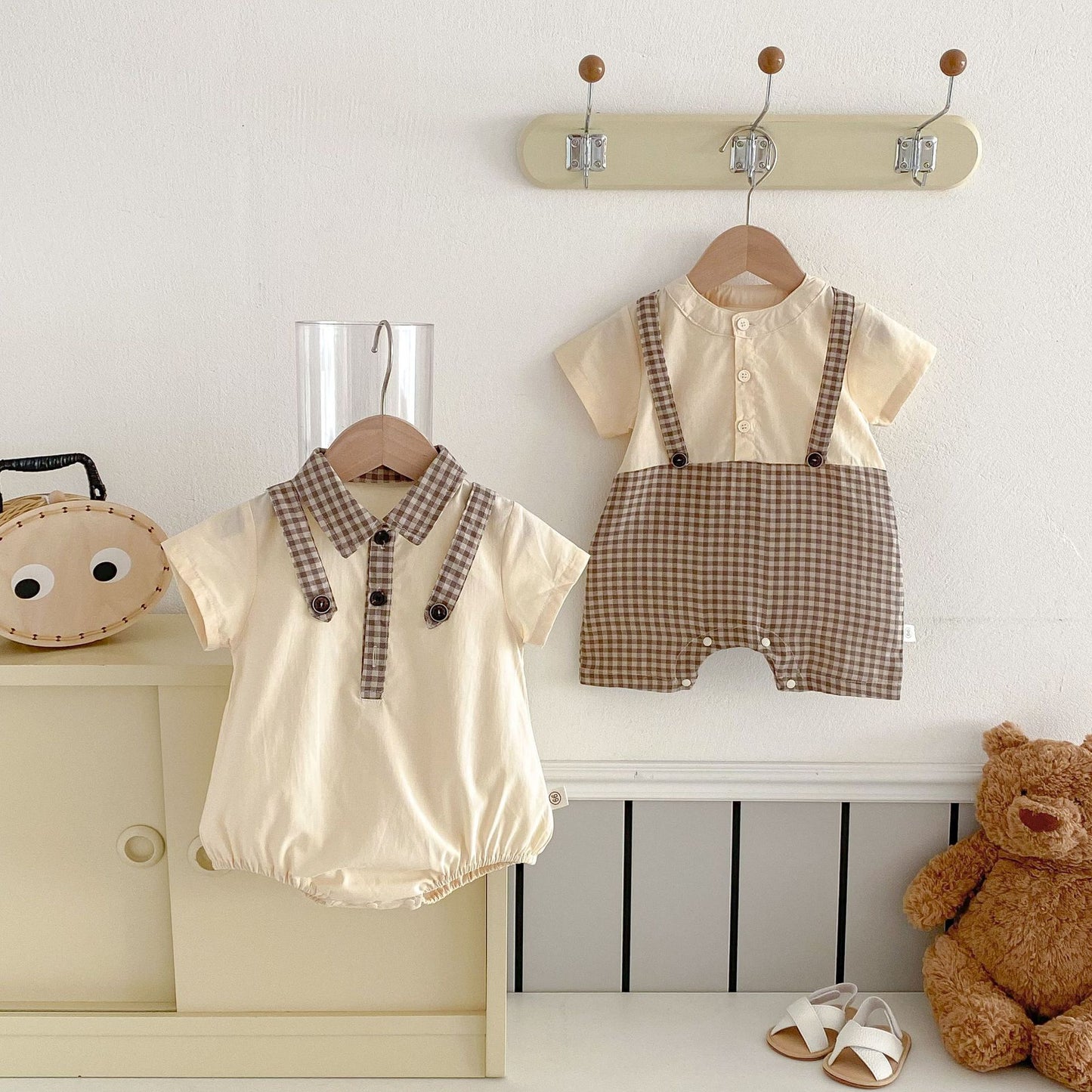 【BABY】夏新作 プリンスチェックロンパース、オールインワンSK062328