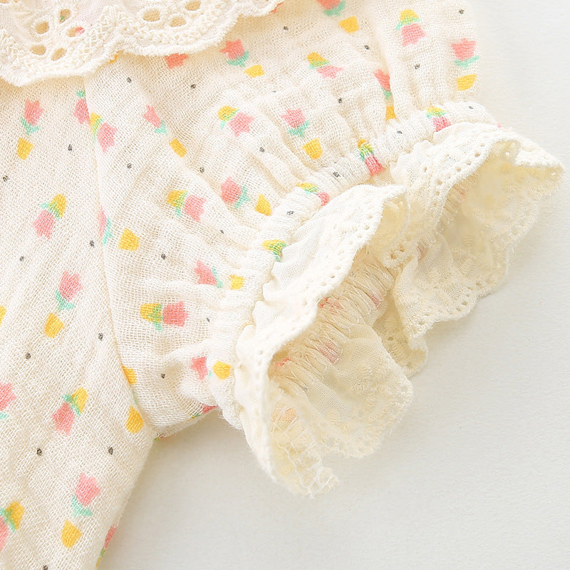 【BABY】夏新作 クルーネック花柄ロンパース&帽子SK091520