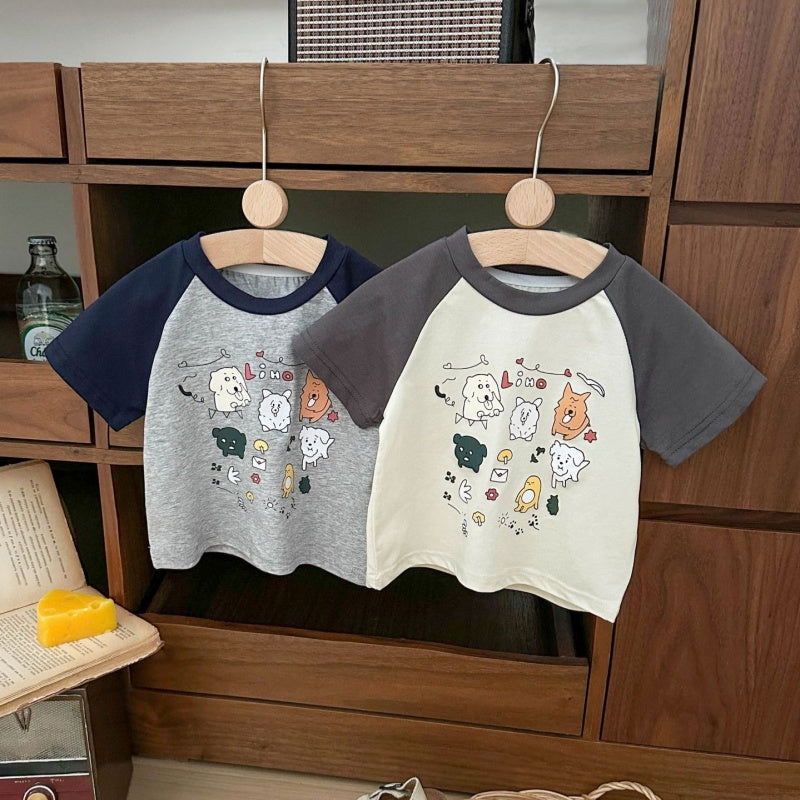 【BABY&KID】夏新作 ゆるかわキャラプリント半袖TシャツSK092115