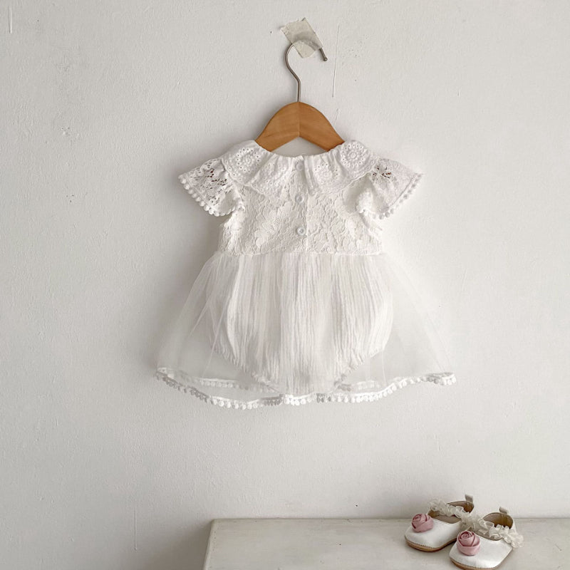 【BABY】夏新作 フラワー刺繍ロンパースSK080101