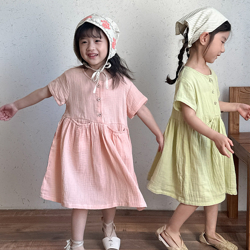 【BABY&KID】夏新作 ポケット付きコットンワンピースSK072106