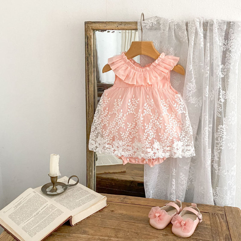 【BABY】夏新作 刺繍ソフトチュールロンパースSK081605