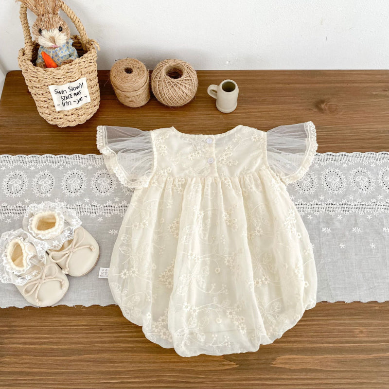 【BABY】夏新作 ジャガード刺繍ロンパースSK081603