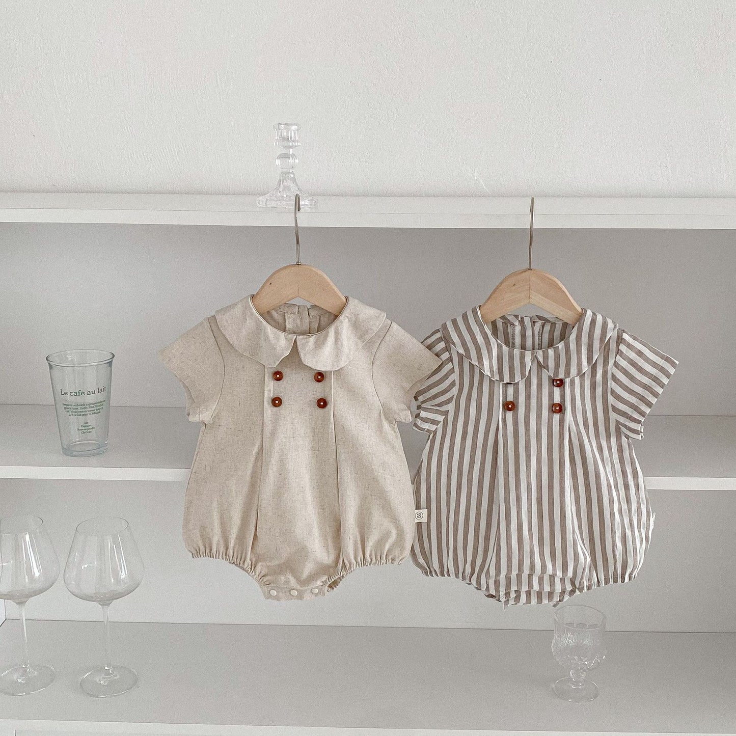 【BABY】夏新作 ストライプ、無地ロンパースSK062908