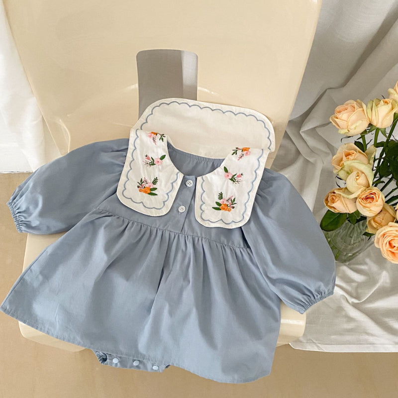 【BABY】刺繍襟ロンパーススカートSK092817