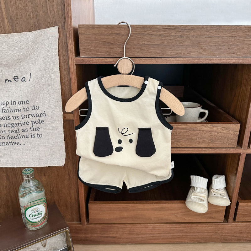 【BABY&KID】夏新作 犬柄ノースリーブセットアップSK081528