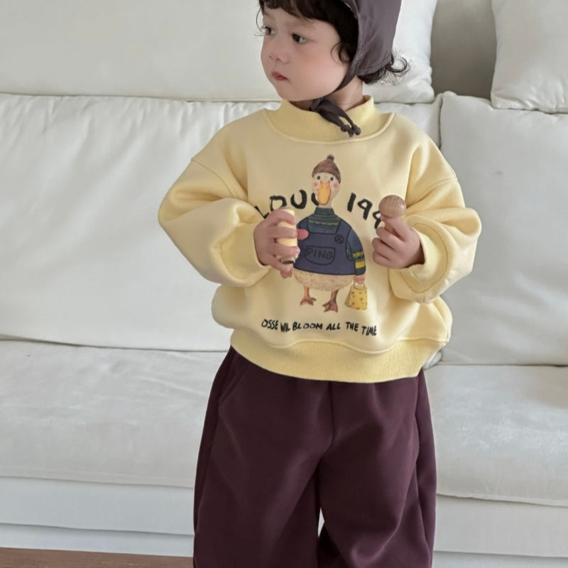 【BABY&KID】アヒル柄厚手スウェット、裏起毛パンツSK102134