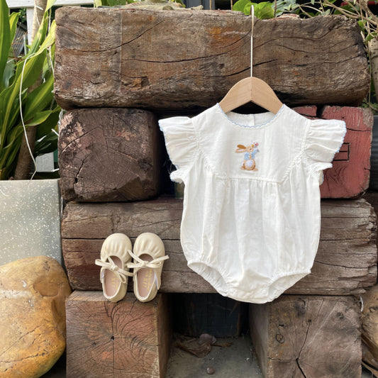 【BABY】夏新作 うさぎ刺繍ロンパースSK091705