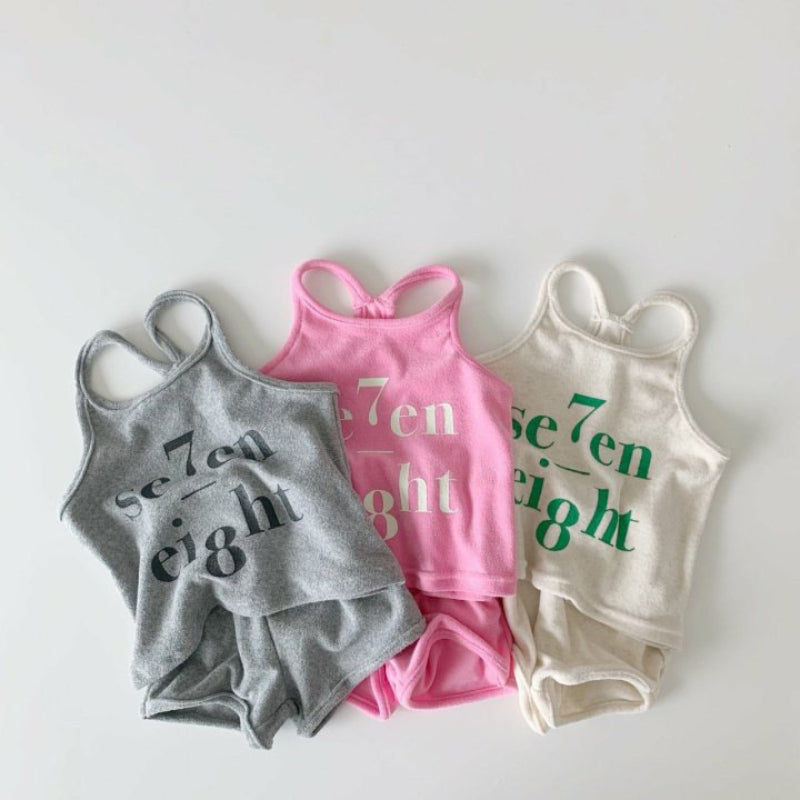 【BABY&KID】夏新作 ロゴプリントキャミセットアップSK091201