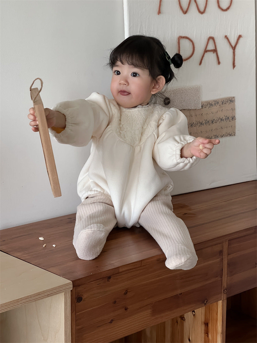 【BABY】厚手レースロンパースSK012410