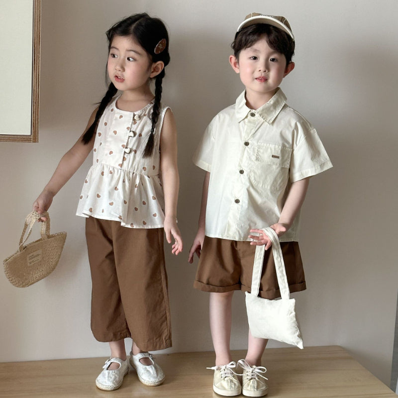 【BABY&KID】夏新作 カジュアルブラウン系セットアップSK063018
