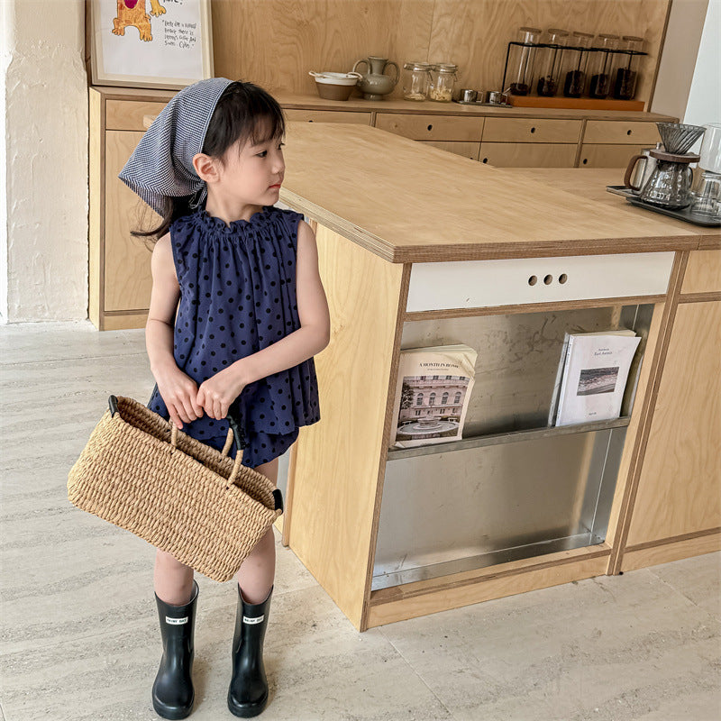 【BABY&KID】夏新作 ドット柄セットアップSK091616