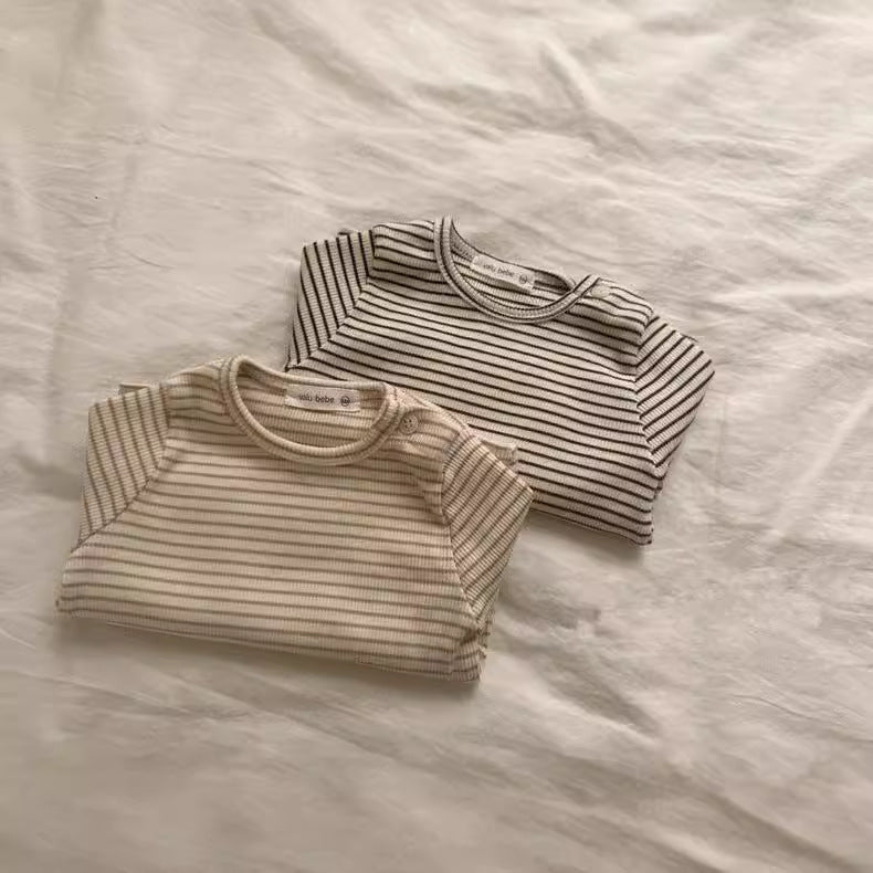【BABY&KID】韓国風 暖かいボーダーセットアップSK021505