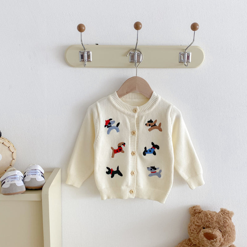 【BABY】わんちゃん刺繍ニットカーディガンSK092426
