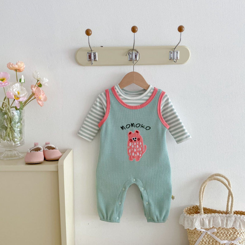 【BABY】キャラクターサロペット&ボーダーTシャツSK092521