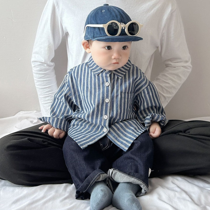 【BABY&KID】ストライプシャツ、デニムパンツSK100221