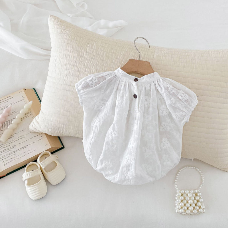 【BABY】夏新作 フラワー刺繍ロンパースSK092616