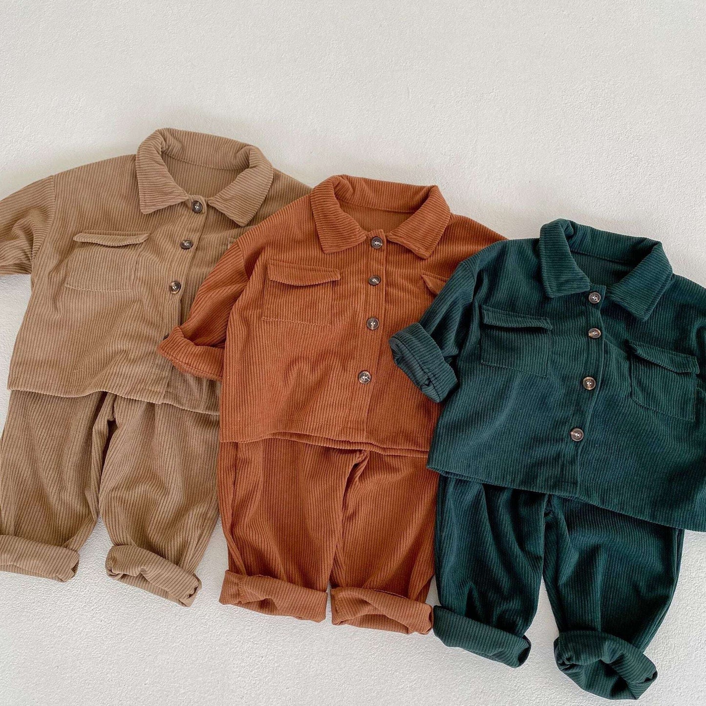 【BABY&KID】コーデュロイロールカラーセットアップSK031001