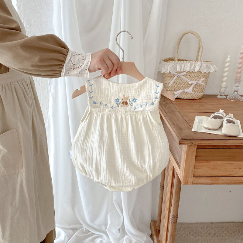 【BABY】夏新作 くま刺繍ロンパースSK092207