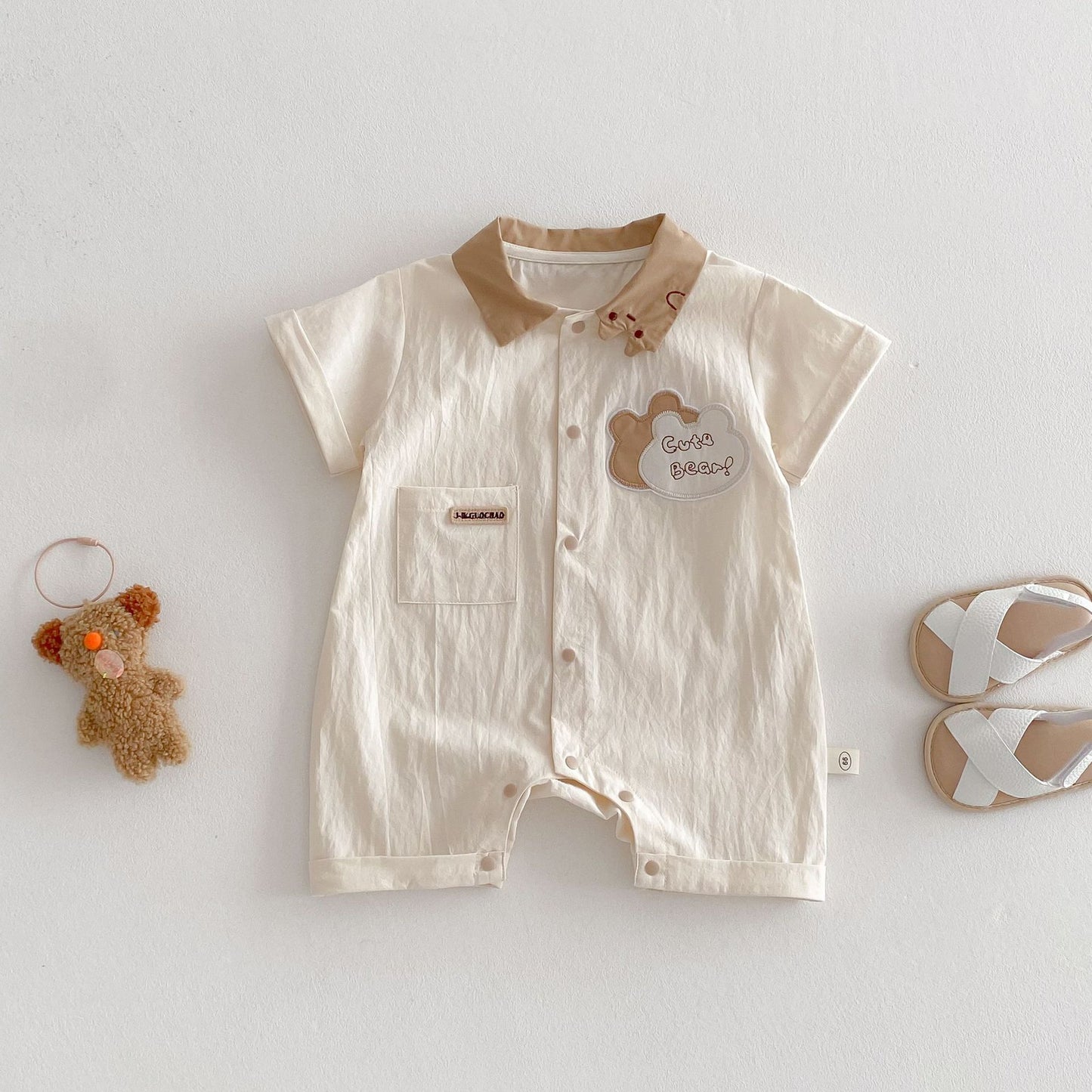 【BABY】夏新作 Cute bear刺繡ロンパースSK063102