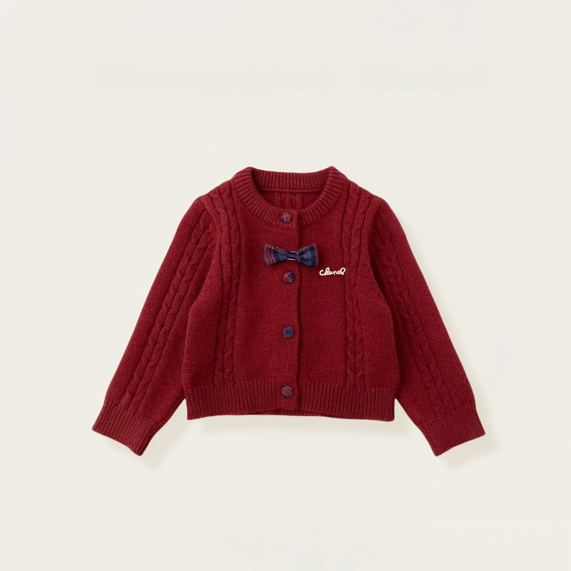 【BABY&KID】リボンニットカーディガン&ジャンパースカートSK102425