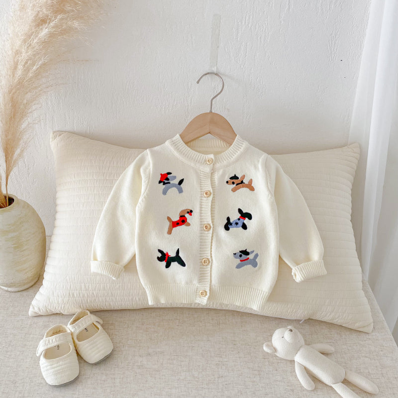 【BABY】わんちゃん刺繍ニットカーディガンSK092426