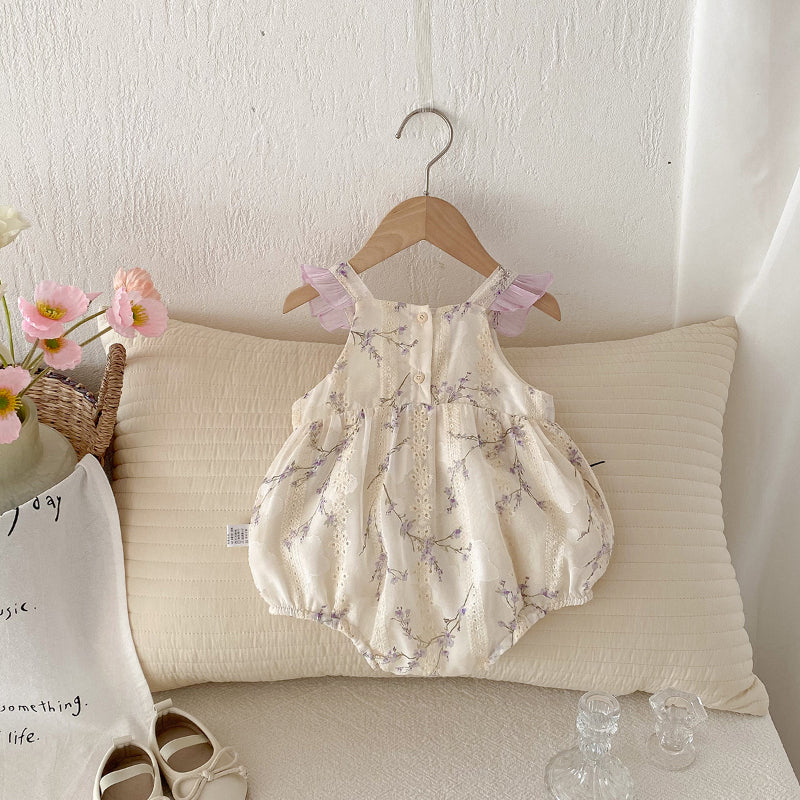 【BABY】夏新作 ガーリー刺繍キャミロンパースSK090610