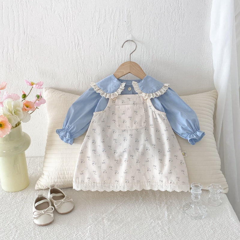 【BABY&KID】花柄サロペットスカート&ガールシャツSK092434