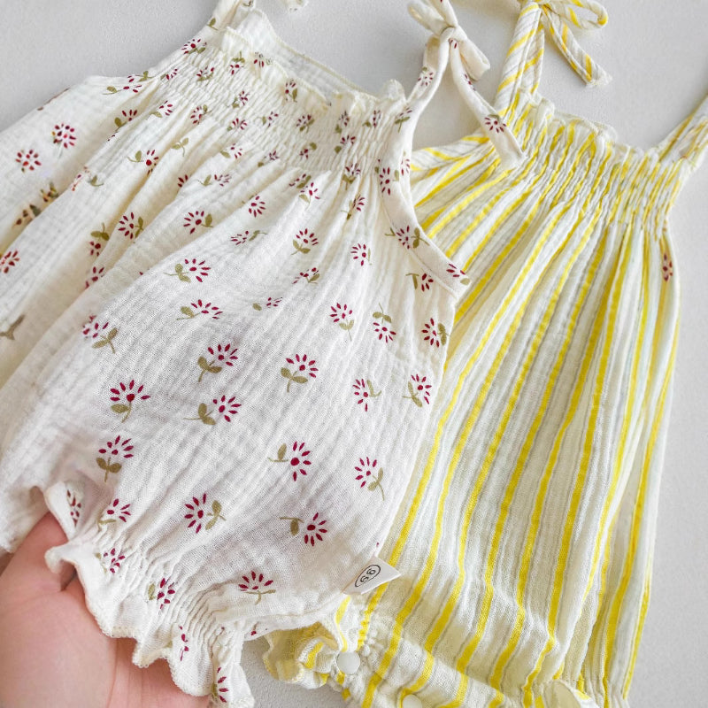 【BABY】夏新作 花柄、無地キャミソールロンパースSK072305