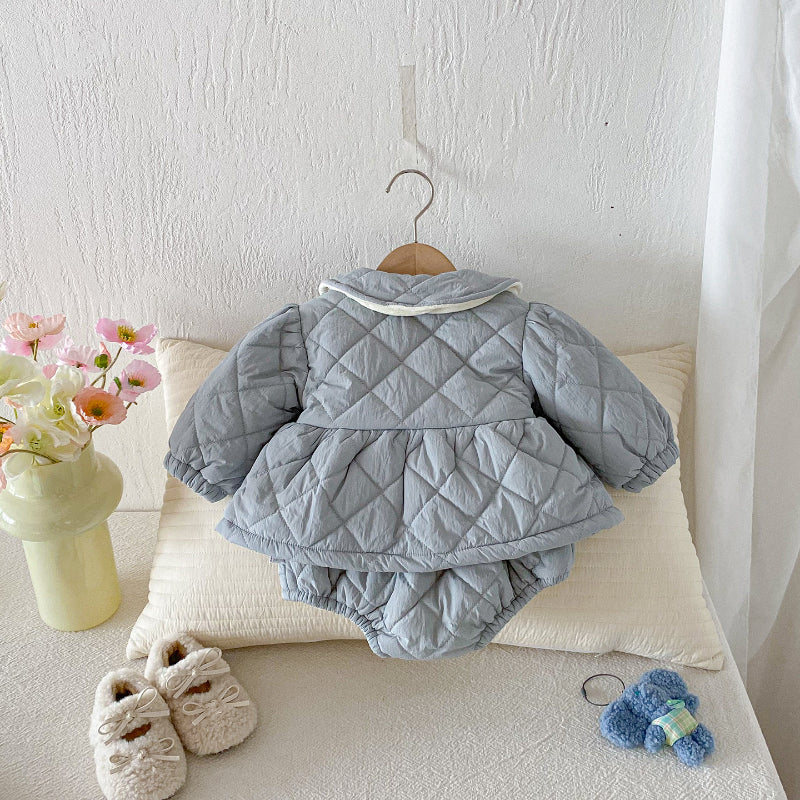 【BABY】冬新作 リボン裏起毛キャミロンパース、アウターSK102126
