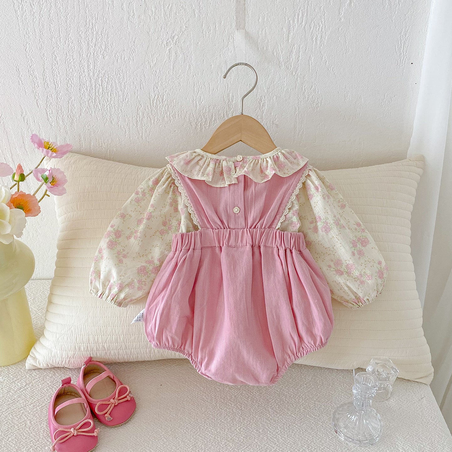 【BABY】花刺繍サロペットロンパース&小花柄ブラウスSK100413