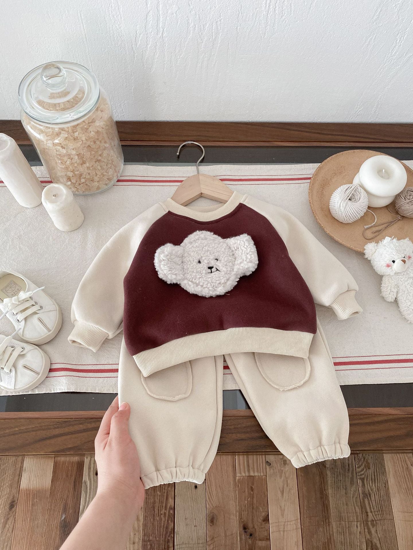 【BABY&KID】クマ柄カジュアルセットアップSK022402
