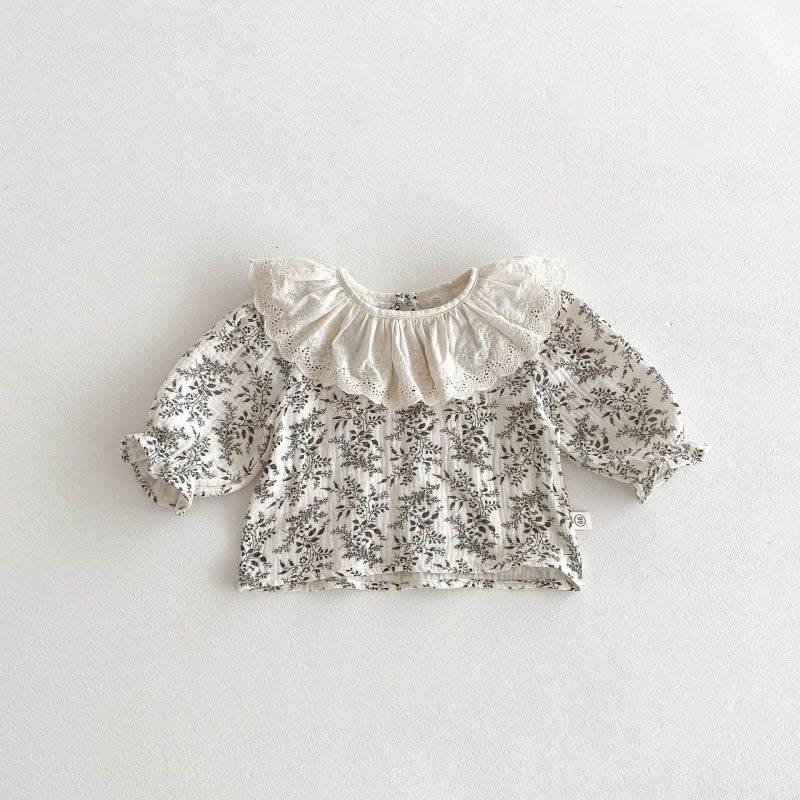 【BABY】レーストリム小花柄トップス&サロペットショートパンツSK102311