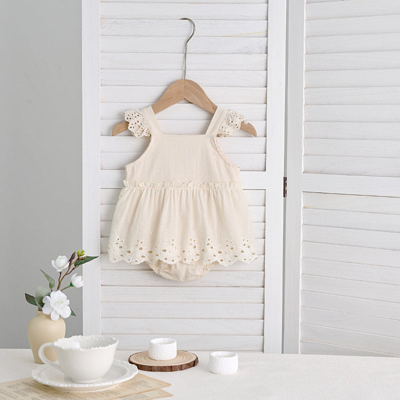 【BABY】夏新作 刺繍フリルキャミロンパースワンピSK081714