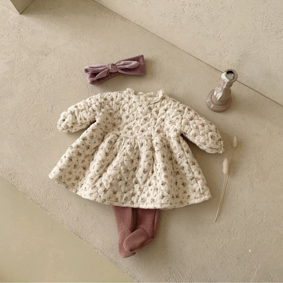 【BABY&KID】韓国風フラワー厚手ワンピースSK021610