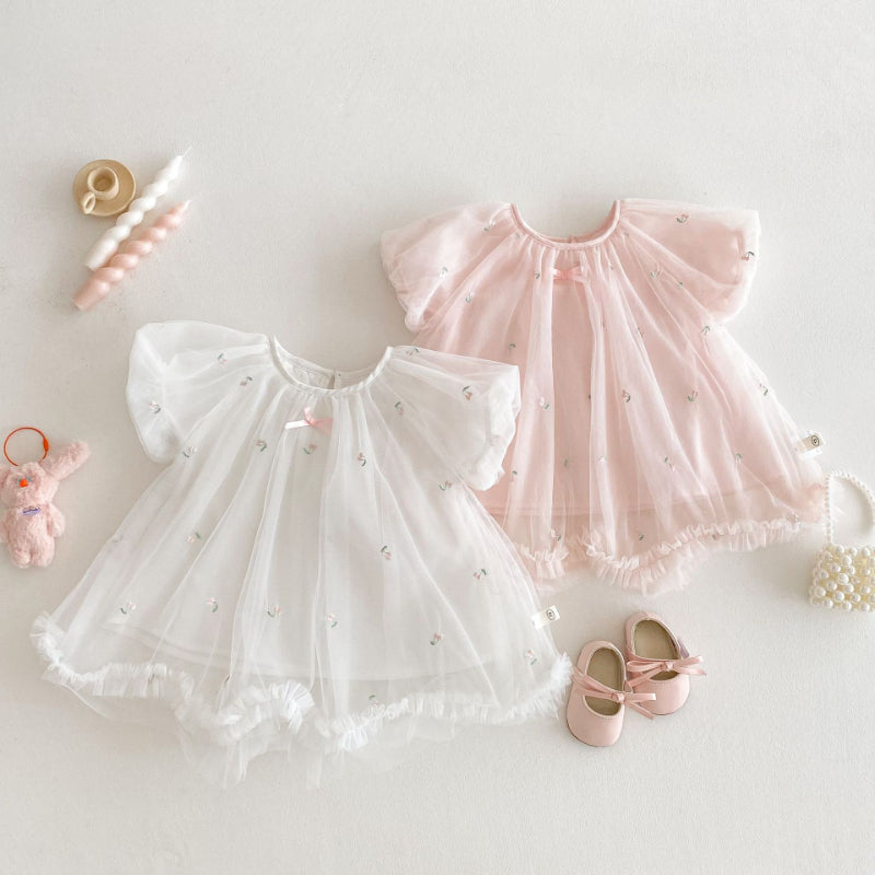 【BABY&KID】夏新作 メッシュ刺繍ワンピースSK070512