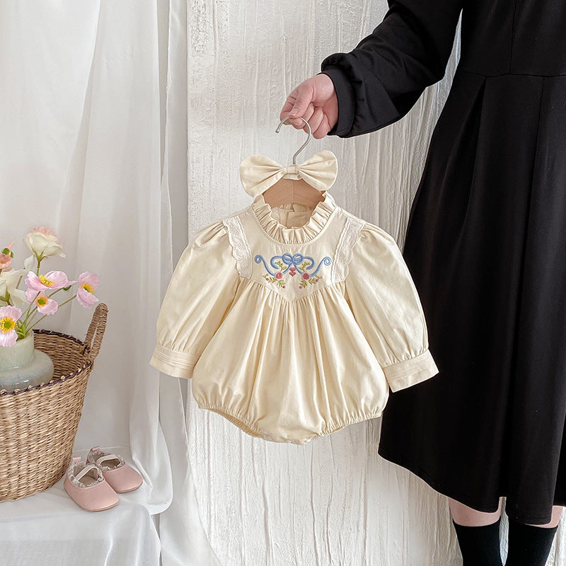 【姉妹服】花刺繍ロンパース、ワンピースSK101130