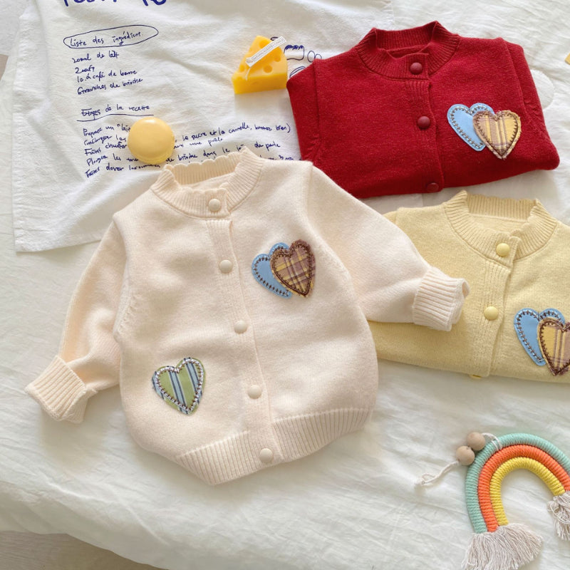 【BABY】ハートカーディガン&ニットパンツセットアップSK092907