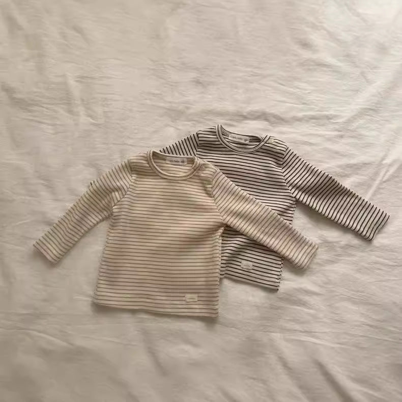 【BABY&KID】韓国風 暖かいボーダーセットアップSK021505