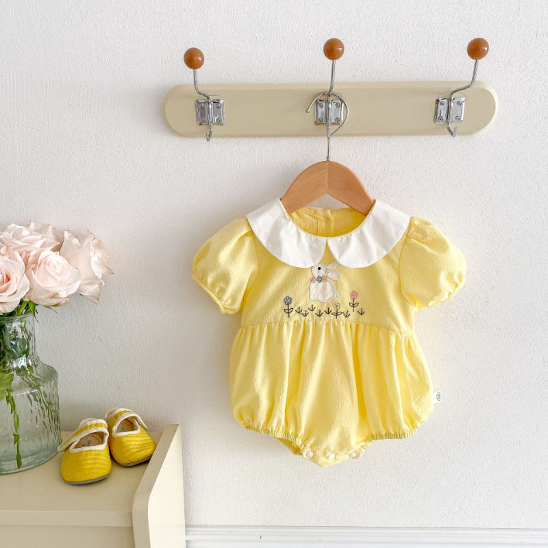【BABY】夏新作 うさぎ刺繍ロンパースSK070108