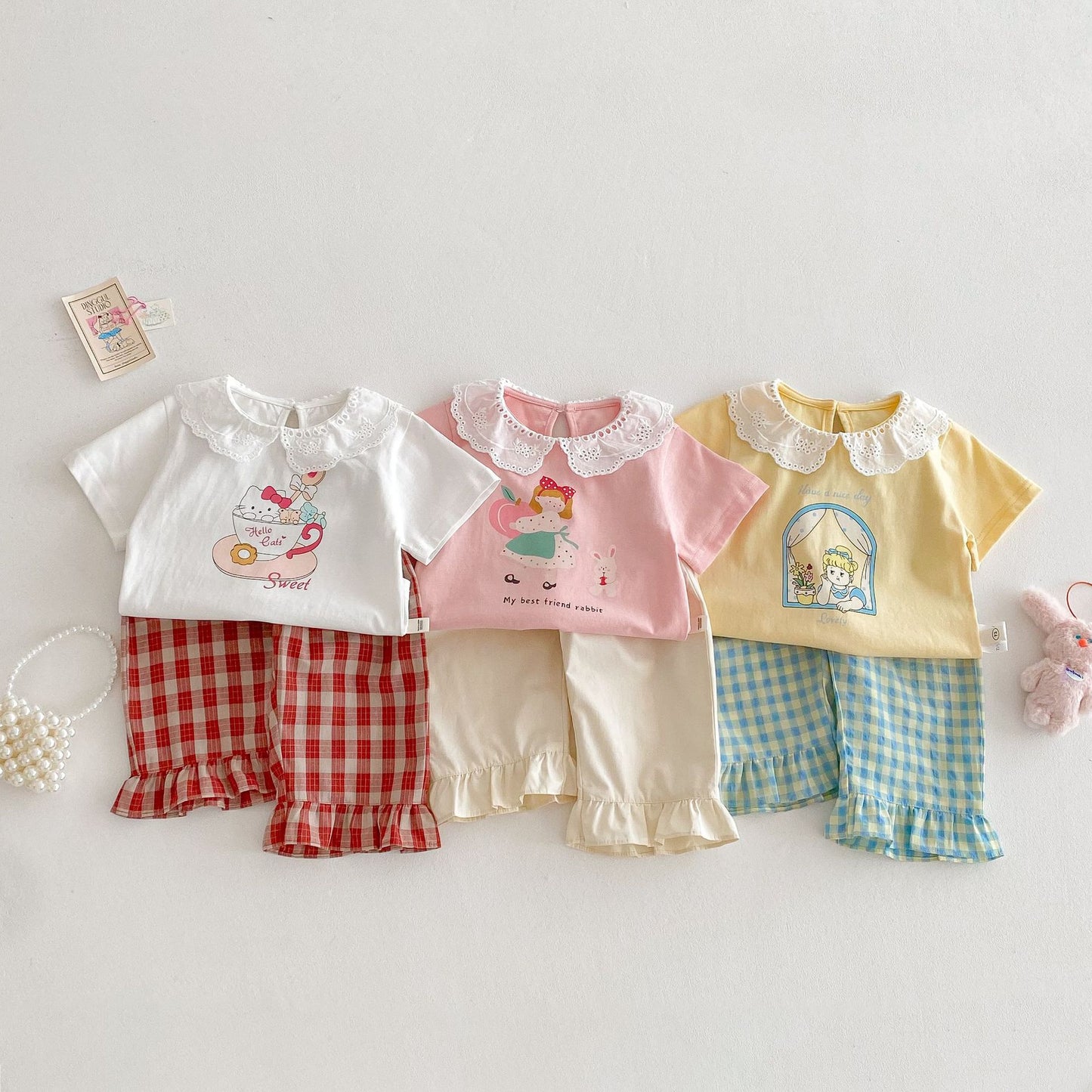 【BABY&KID】夏新作  可愛いチェックパンツ、可愛い半袖SK061812