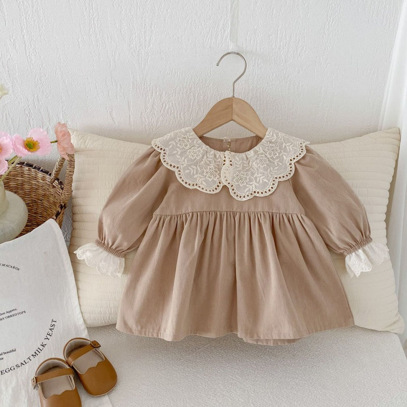 【BABY&KID】花刺繡襟ナチュラルワンピースSK050803