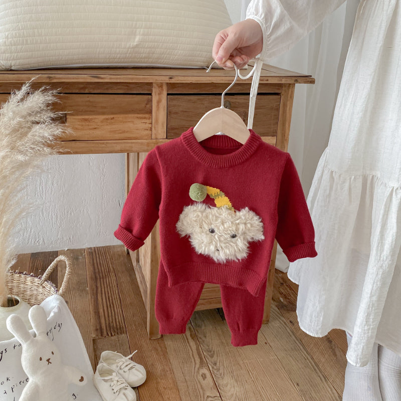 【BABY】立体ぬいぐるみ付きニットセットアップSK092405