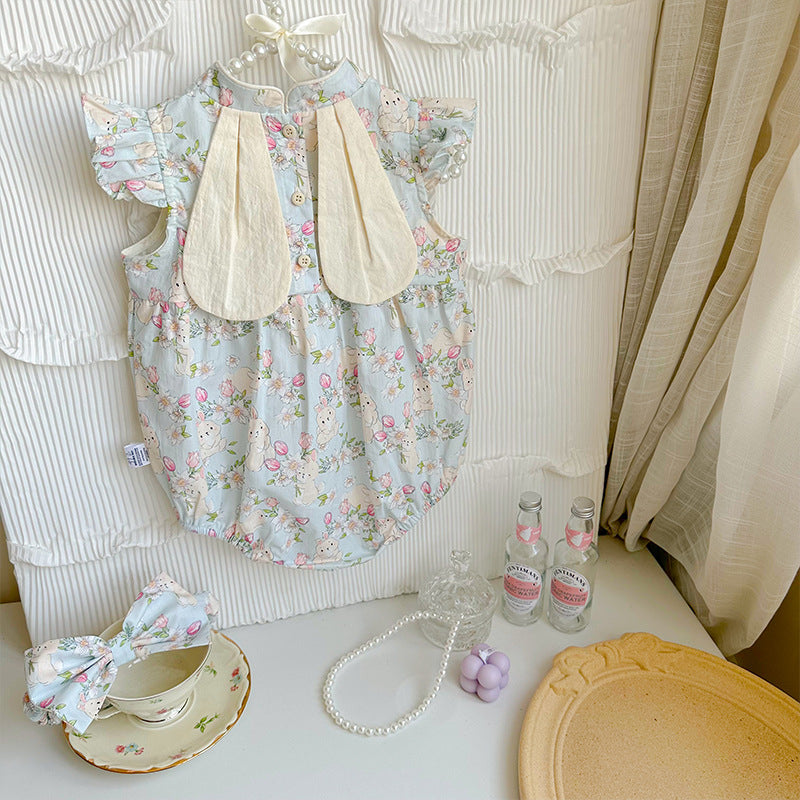 【BABY】夏新作 うさぎプリントロンパースSK090605