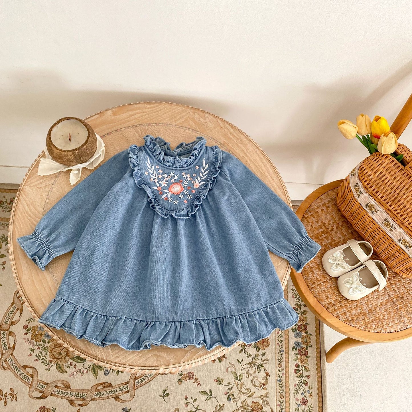 【BABY】デニム刺繡ワンピースSK031806