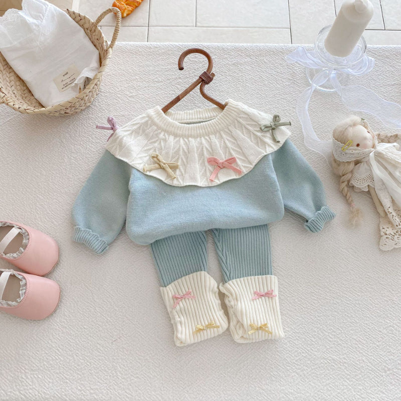 【BABY】キャンディカラー蝶結びニットセットアップSK092409