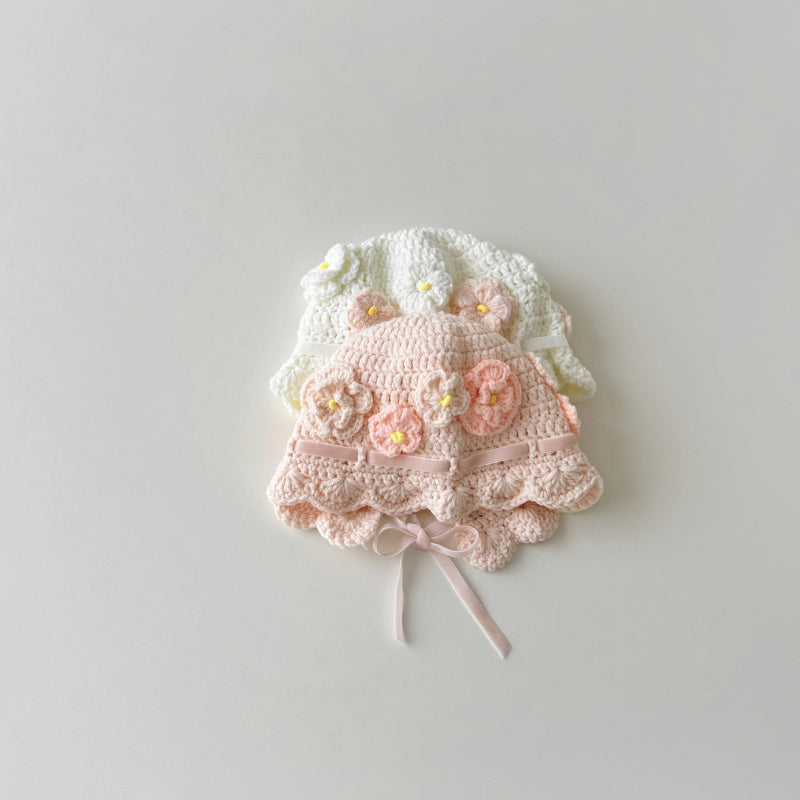 【HAT】透かし編み花柄ニット帽子SK101605