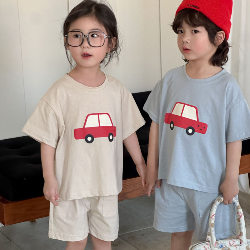 【BABY&KID】夏新作 カートゥーンカーセットアップSK063008