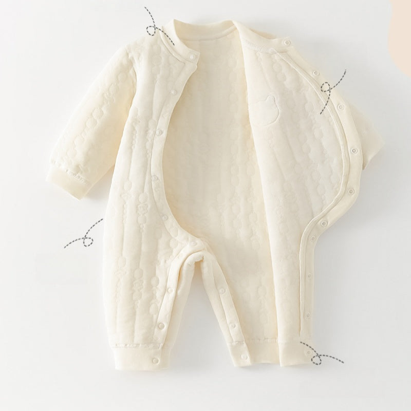 【BABY】冬新作北欧風くまワッペン裏起毛カバーオールSK102627