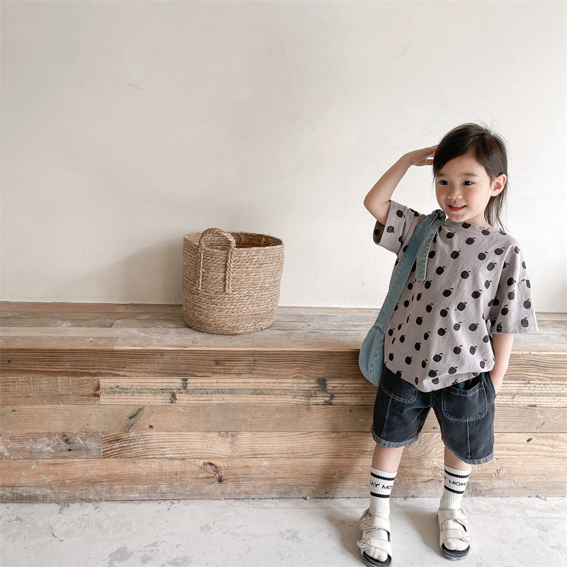 【BABY&KID】夏新作 りんご総柄TシャツSK091609
